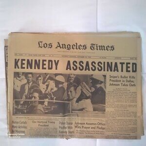 KENNEDY ASSASSINATED Original L.A. Times Newspaper Cover Nov. 23, 1963 Vintage
